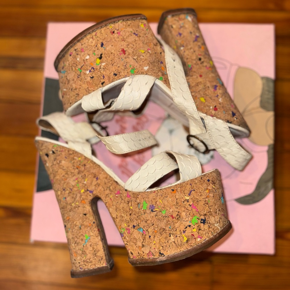 Nasty Gal White Cork Platform Heels